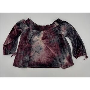 American Eagle Purple Tie Dye Crushed‎ Velvet Off Shoulder Top MED Fairy Grunge